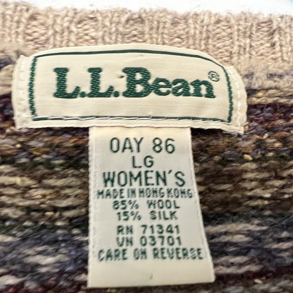Vintage L.L. Bean Sweater Womens Large Nordic Wool Silk Fair Isle Zip Cardigan - Picture 7 of 16